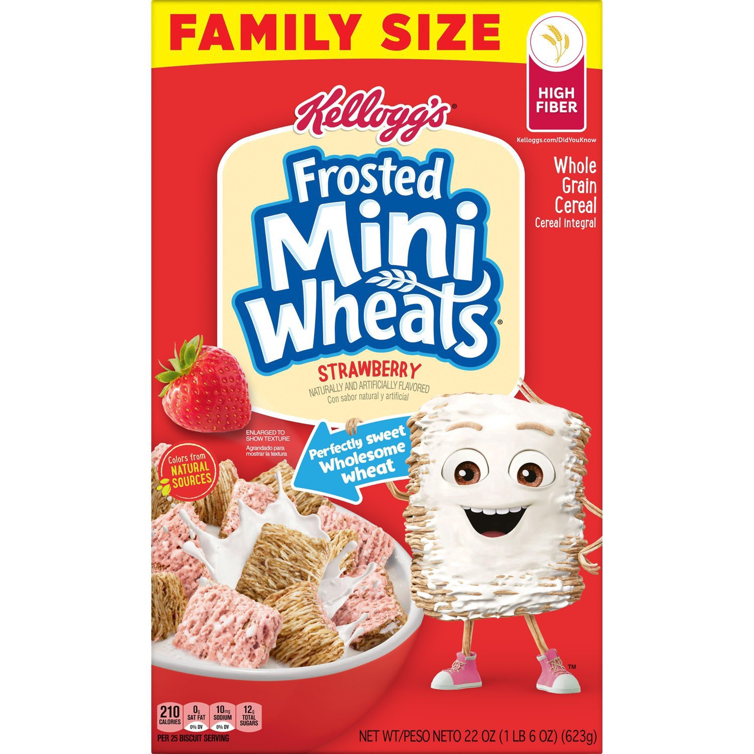 slide 35 of 51, Frosted Mini-Wheats Kellogg's Frosted Mini-Wheats Cold Breakfast Cereal, High-Fiber, Whole Grain, Family Size, Strawberry, 22oz Box, 1 Box, 22 oz