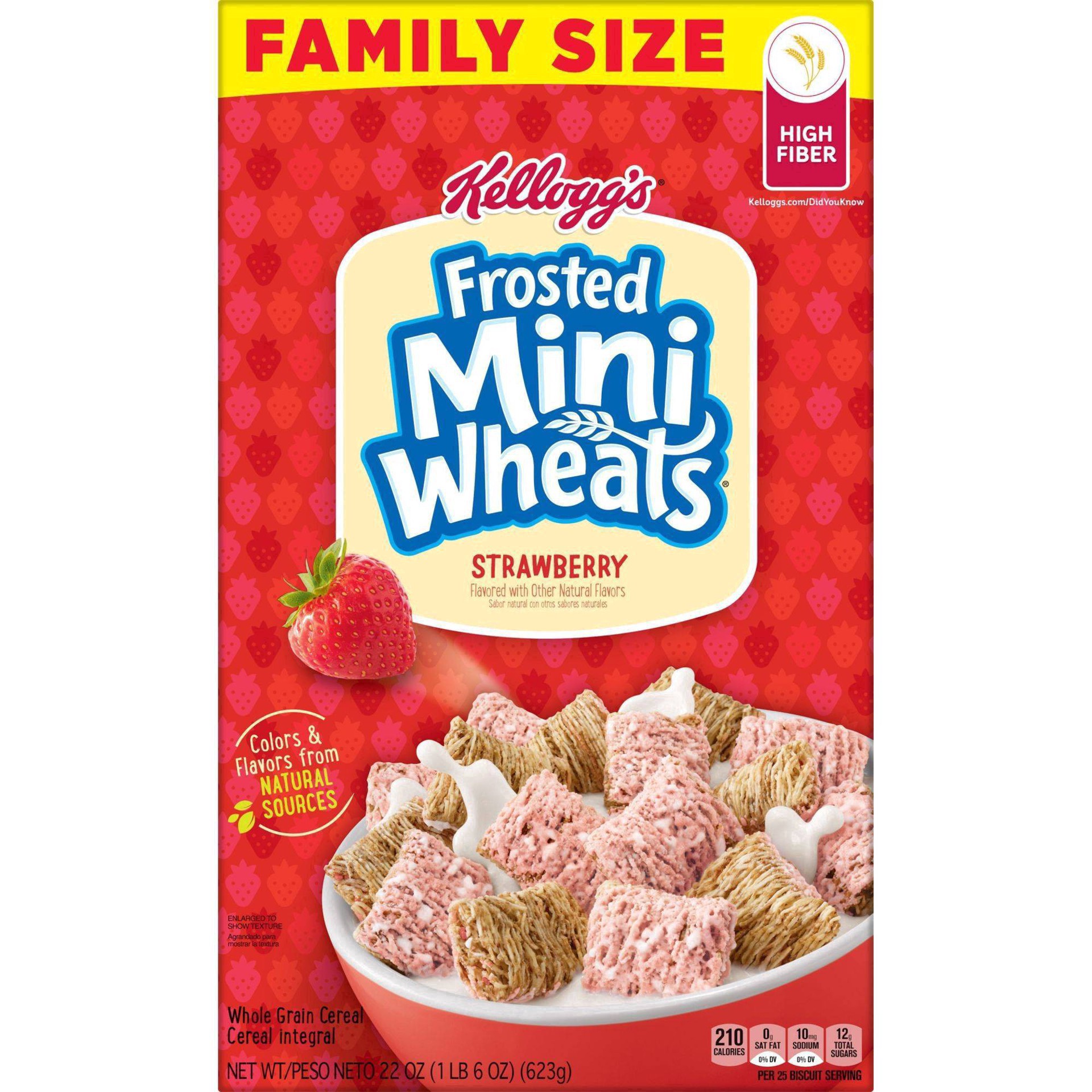 slide 47 of 51, Frosted Mini-Wheats Kellogg's Frosted Mini-Wheats Cold Breakfast Cereal, High-Fiber, Whole Grain, Family Size, Strawberry, 22oz Box, 1 Box, 22 oz