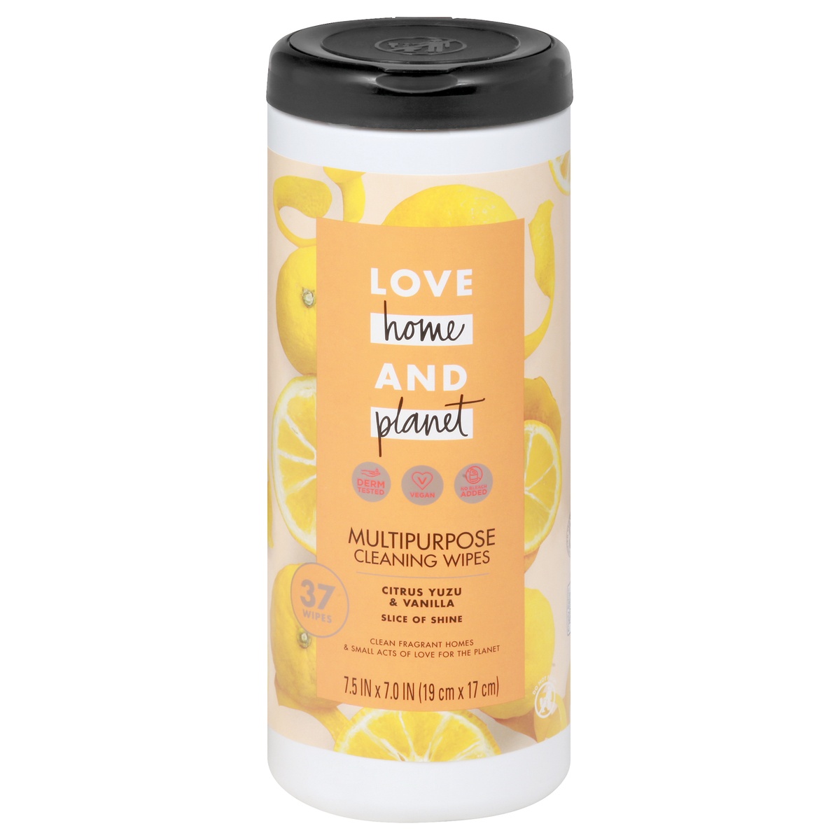 slide 1 of 1, Love Home and Planet Citrus Yuzu & Vanilla Multipurpose Wipes, 37 ct