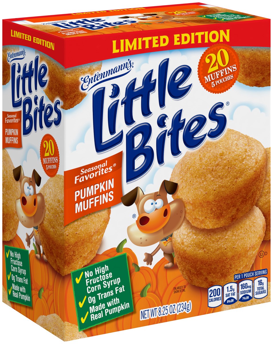 slide 4 of 9, Entenmann's Little Bites Pumpkin Muffins, 5 packs, Mini Muffins, 8.25 oz Multipack, 5 ct