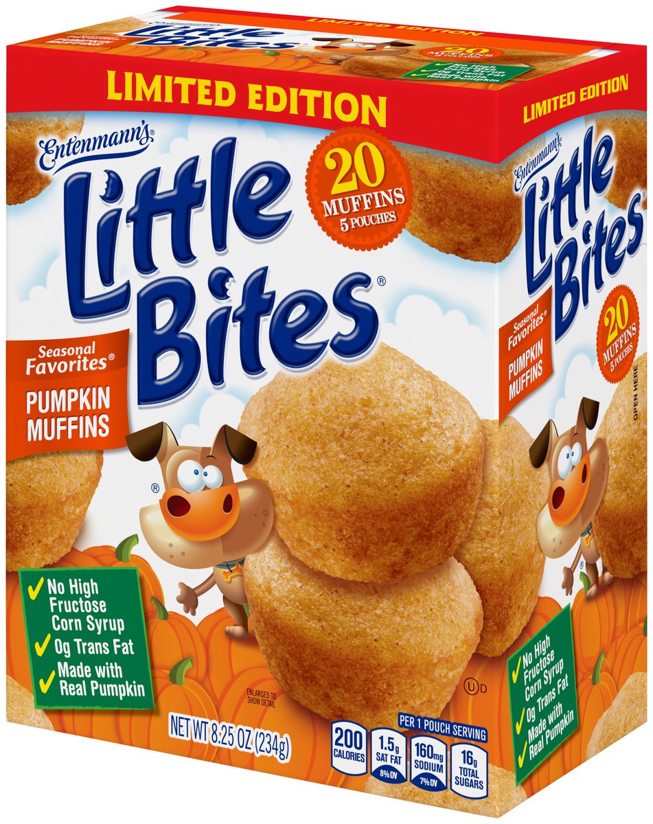 slide 7 of 9, Entenmann's Little Bites Pumpkin Muffins, 5 packs, Mini Muffins, 8.25 oz Multipack, 5 ct