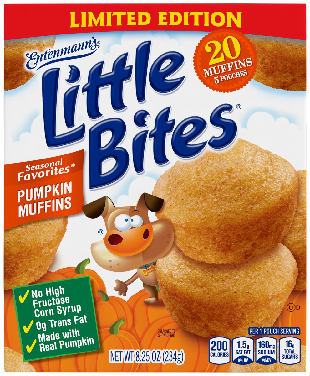 slide 6 of 9, Entenmann's Little Bites Pumpkin Muffins, 5 packs, Mini Muffins, 8.25 oz Multipack, 5 ct