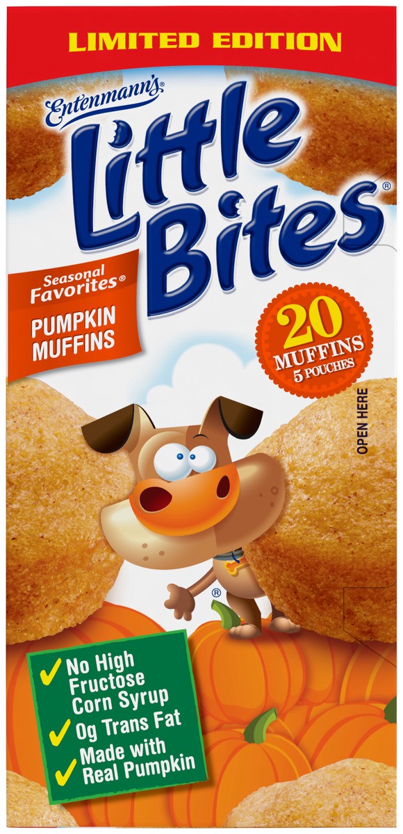 slide 9 of 9, Entenmann's Little Bites Pumpkin Muffins, 5 packs, Mini Muffins, 8.25 oz Multipack, 5 ct