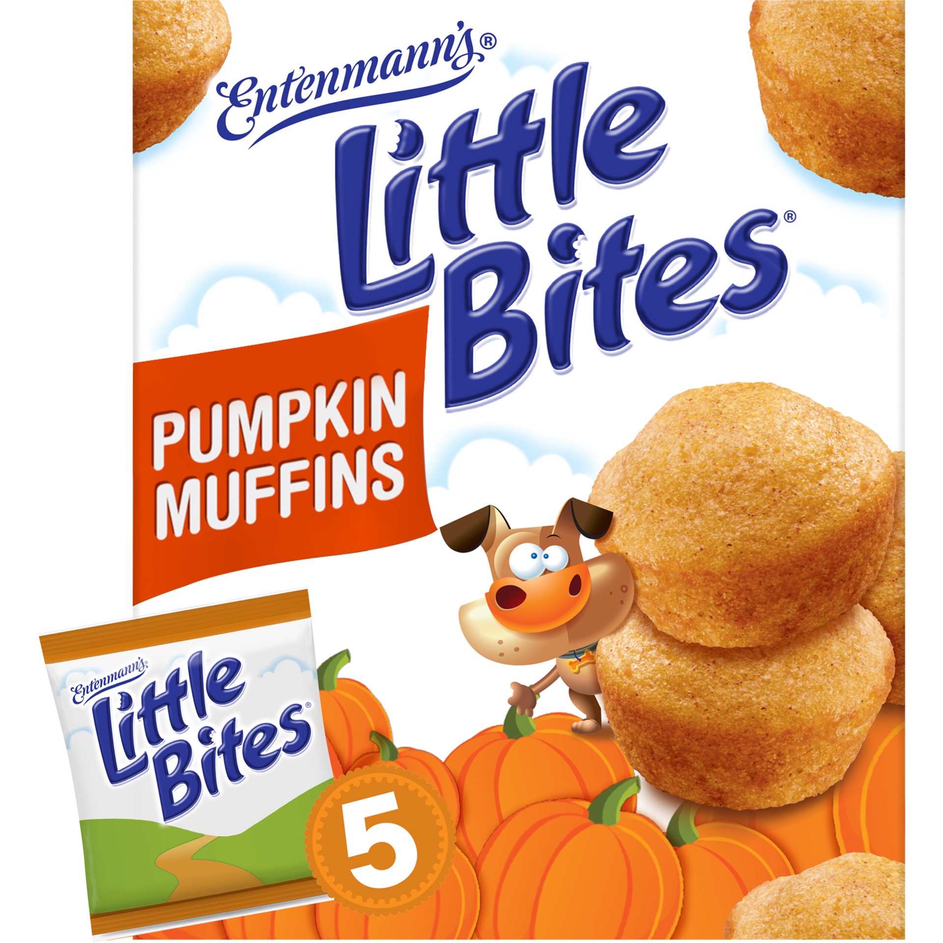 slide 1 of 9, Entenmann's Little Bites Pumpkin Muffins, 5 packs, Mini Muffins, 8.25 oz Multipack, 5 ct