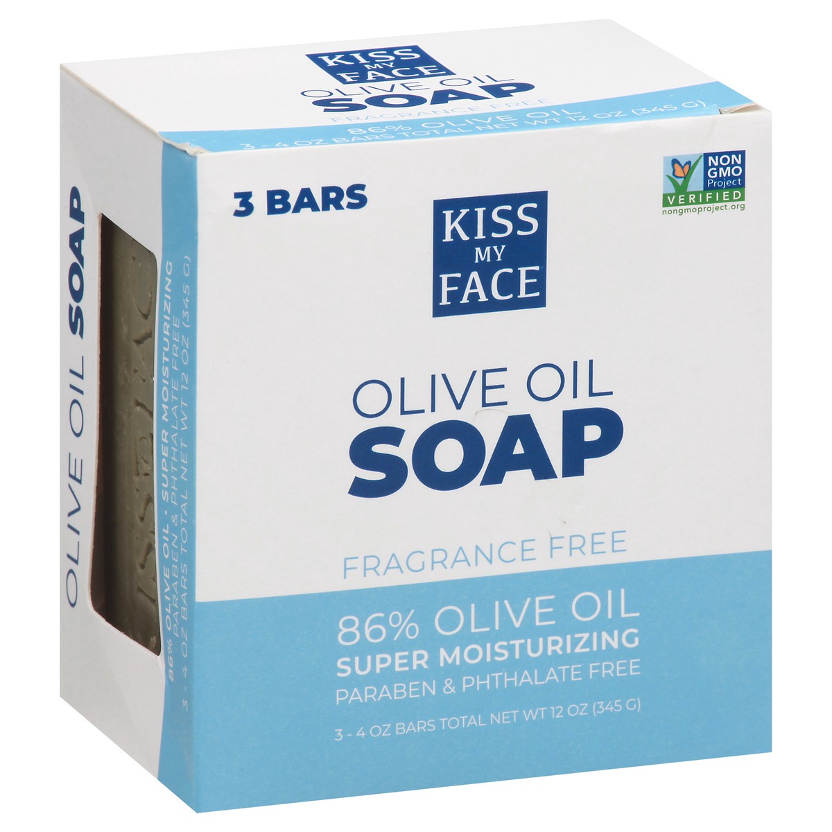 slide 4 of 10, Kiss My Face Fragrance Free Olive Oil Soap 3 ea, 12 oz