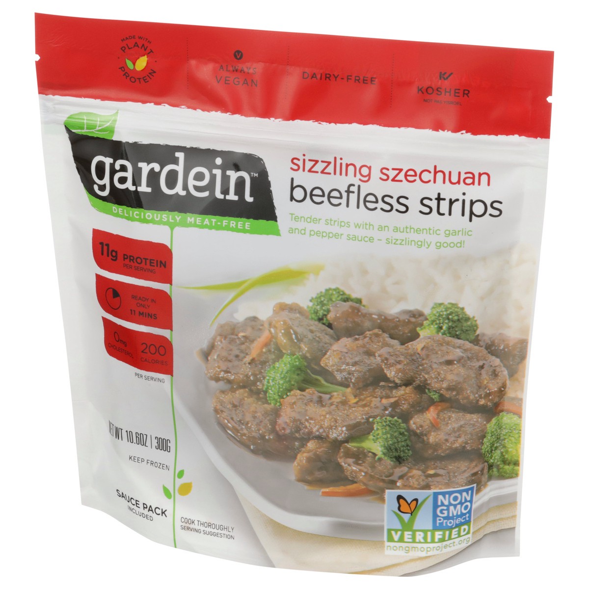 slide 5 of 8, Gardein Protein Szechuan Beefless Strips, 10.6 oz