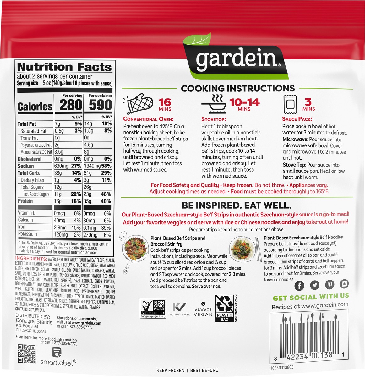 slide 8 of 8, Gardein Protein Szechuan Beefless Strips, 10.6 oz