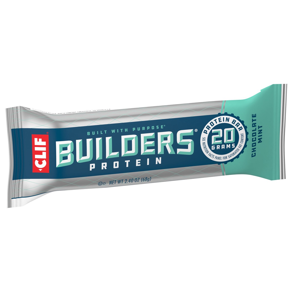 slide 2 of 9, CLIF Builders - Chocolate Mint Flavor - Protein Bar - Gluten-Free - Non-GMO - Low Glycemic - 20g Protein - 2.4 oz., 2.4 oz