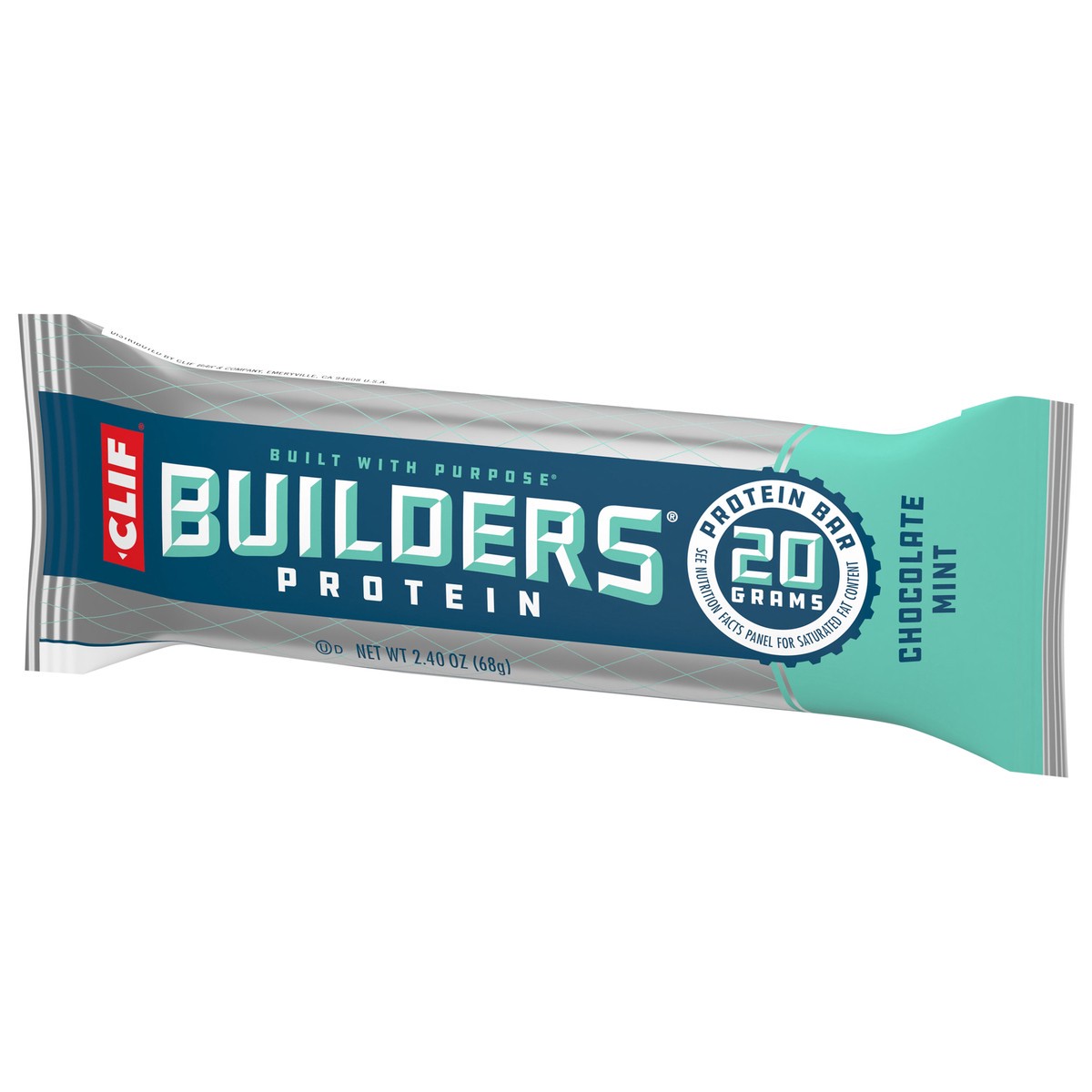 slide 3 of 9, CLIF Builders - Chocolate Mint Flavor - Protein Bar - Gluten-Free - Non-GMO - Low Glycemic - 20g Protein - 2.4 oz., 2.4 oz