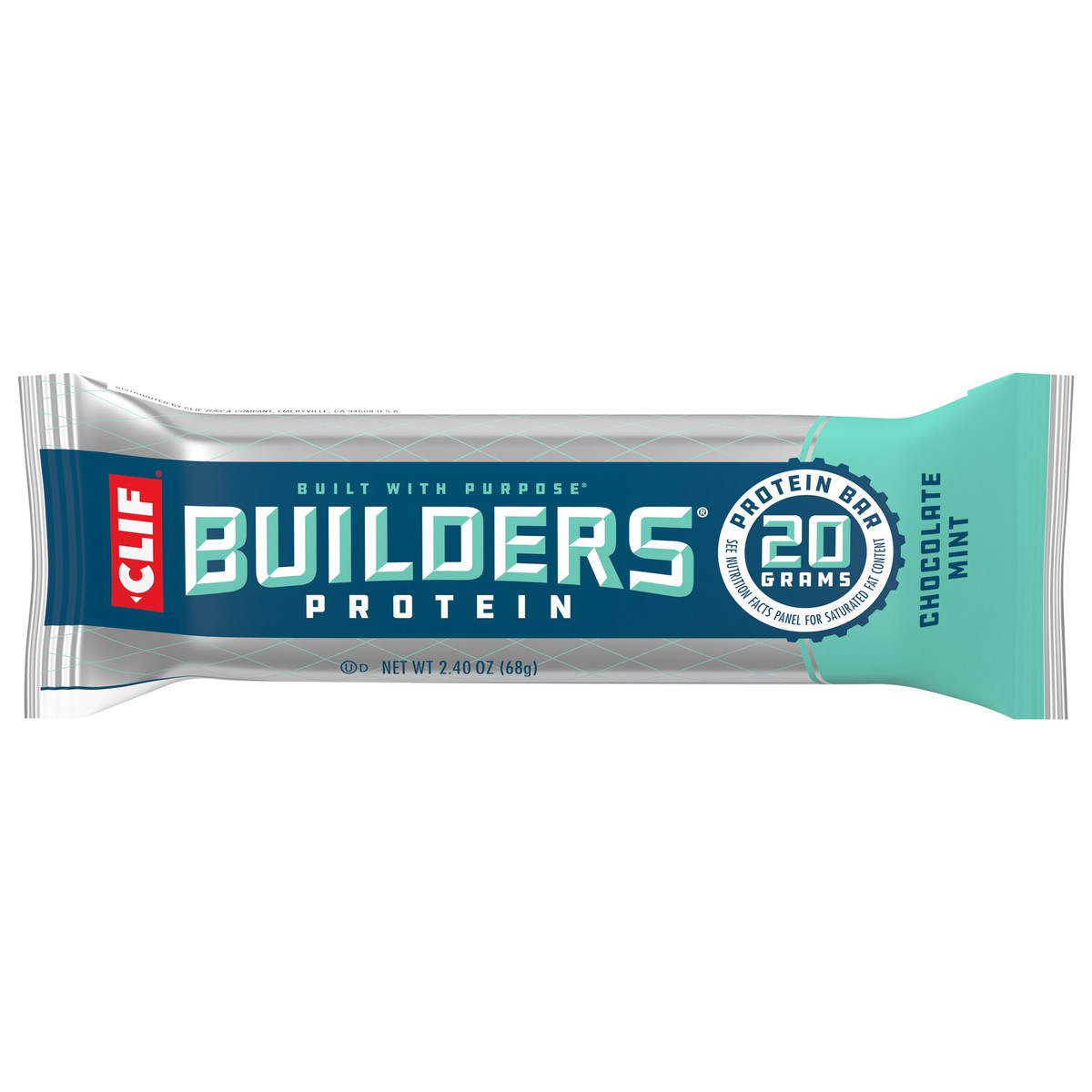 slide 1 of 9, CLIF Builders - Chocolate Mint Flavor - Protein Bar - Gluten-Free - Non-GMO - Low Glycemic - 20g Protein - 2.4 oz., 2.4 oz