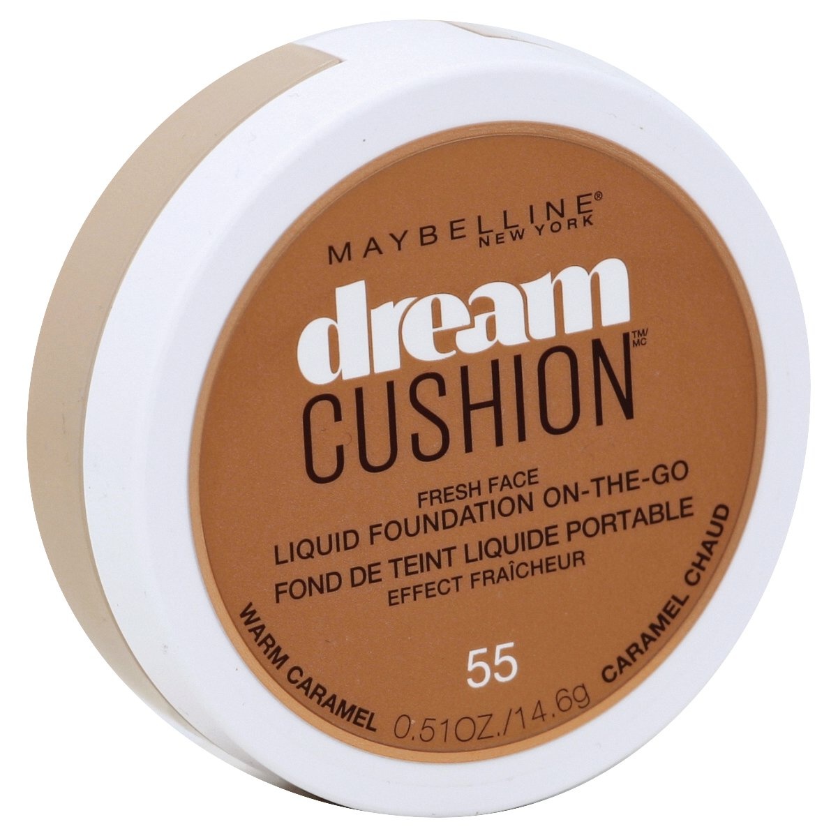 slide 1 of 4, Maybelline Dream Cushion Foundation 55 Caramel, 0.51 fl oz