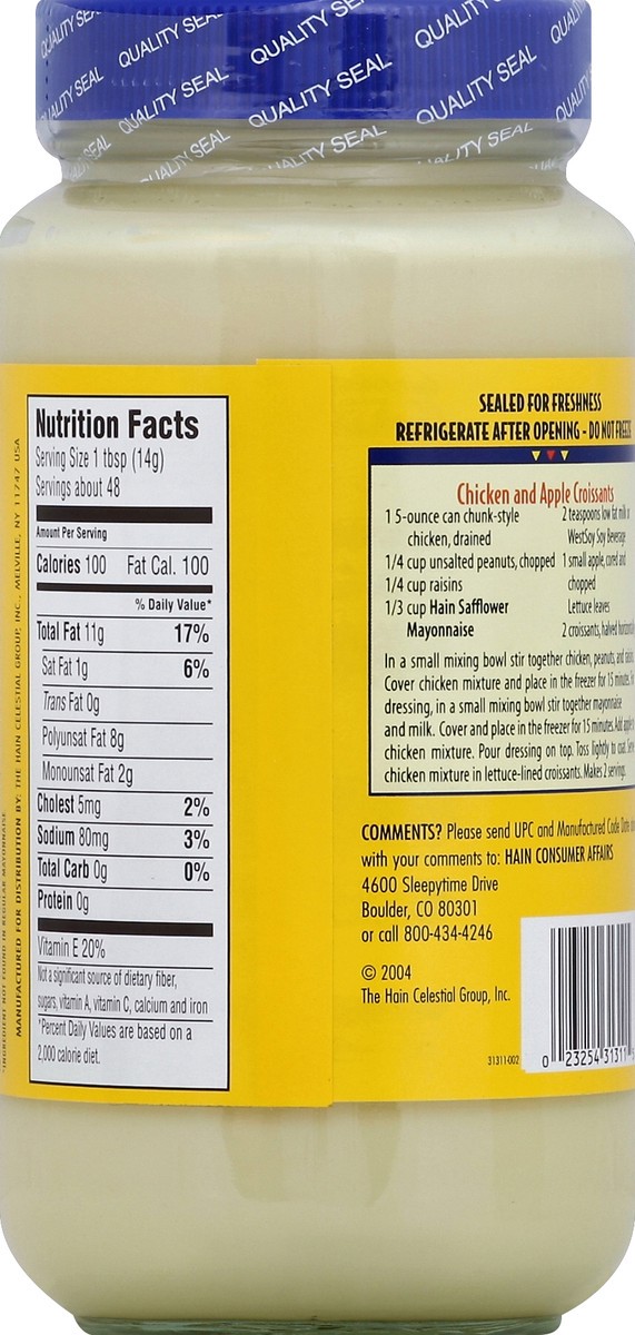 slide 6 of 6, Hain Pure Foods Hain Safflower Mayonnaise, 24 oz