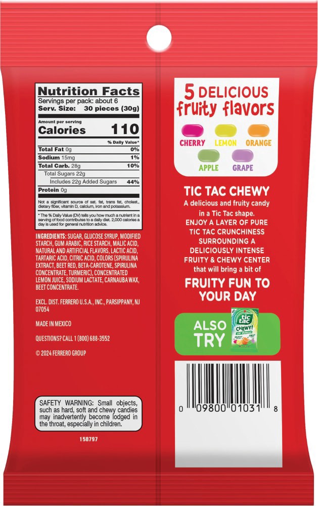 slide 3 of 5, Tic Tac® Chewy! Sweet Fruit Adventure Candy Bag - 7 oz, 7 oz