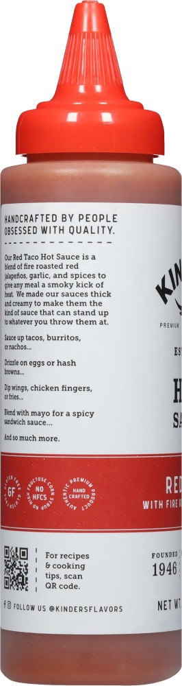 slide 4 of 4, Kinder's Red Taco Hot Sauce with Fire Roasted Jalapeno, 9.1 oz