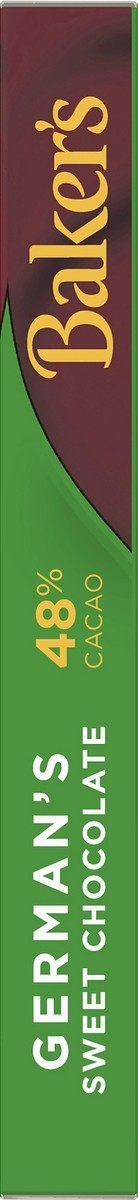 slide 6 of 9, Baker's German's Sweet Chocolate Premium Baking Bar with 48% Cacao, 4 oz Box, 4 oz