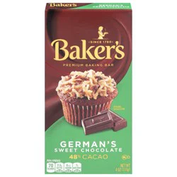 Baker's German's Sweet Chocolate Premium Baking Bar with 48% Cacao, 4 oz Box