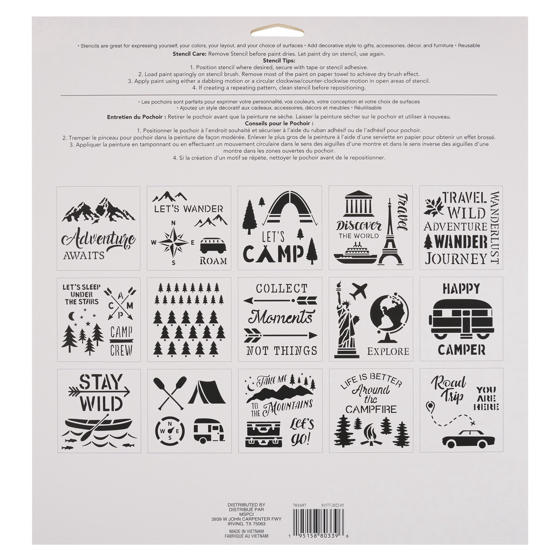 slide 3 of 4, Camping & Travel Stencils By Craft Smart, 12" X 12", 12 in x 12 in