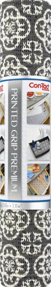 slide 2 of 3, Con-Tact Brand Printed Grip Premium Shelf Liner - Marabela Charcoal, 18 in x 8 ft