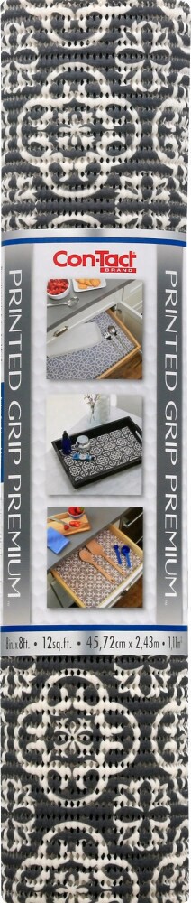 slide 3 of 3, Con-Tact Brand Printed Grip Premium Shelf Liner - Marabela Charcoal, 18 in x 8 ft