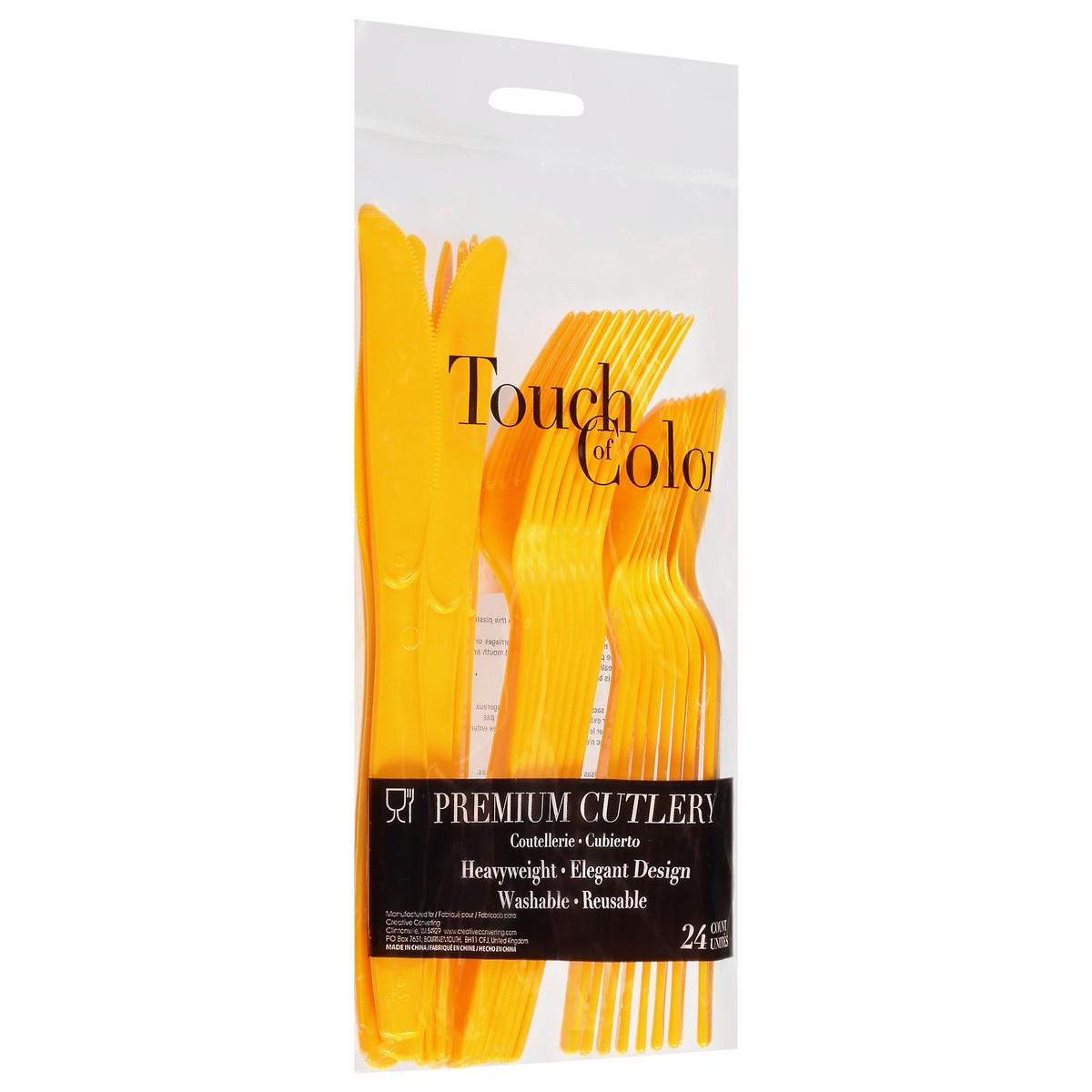 slide 8 of 9, Touch of Color School Bus Yellow Premium Cutlery 24 ea, 24 ct