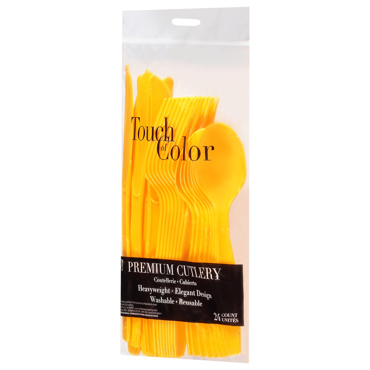slide 2 of 9, Touch of Color School Bus Yellow Premium Cutlery 24 ea, 24 ct