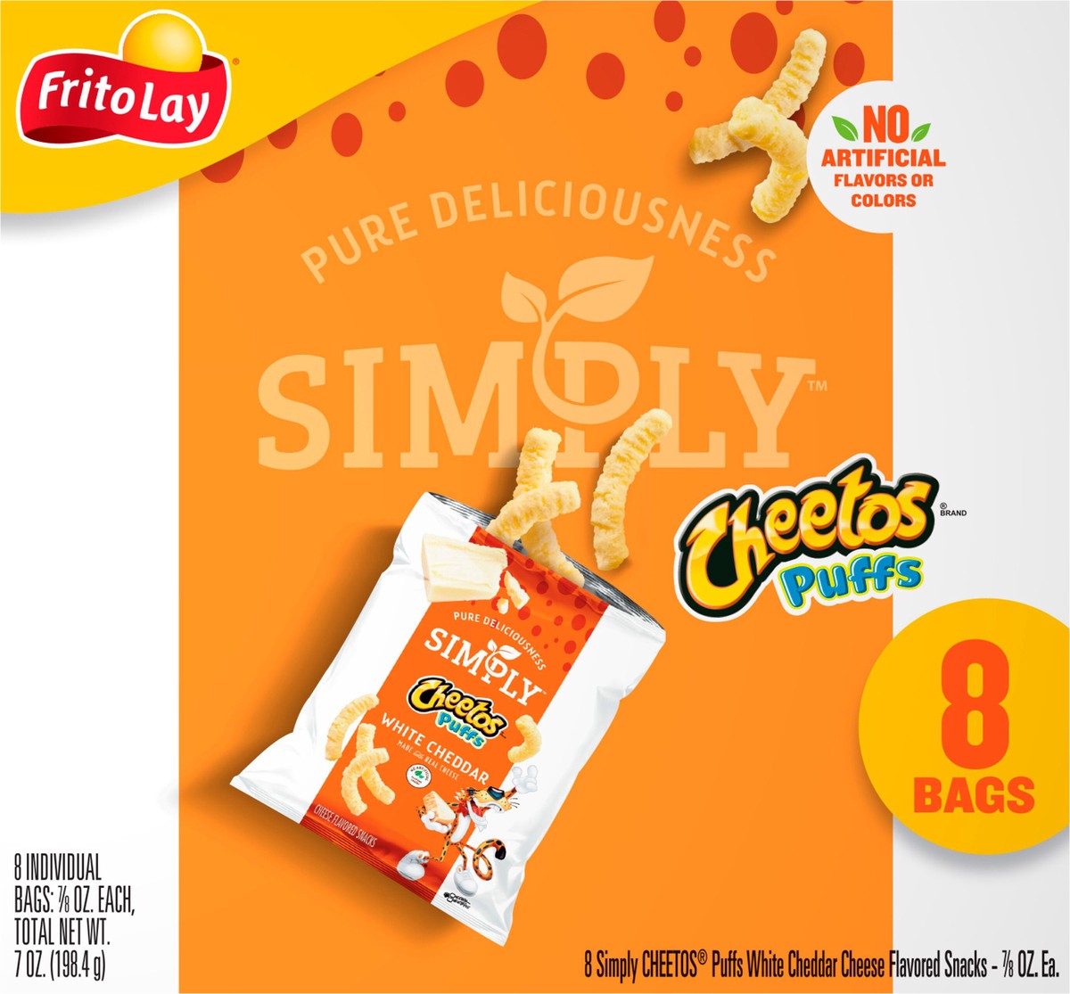 slide 2 of 13, Cheetos Cheese Flavored Snacks Simply Puffs White Cheddar - 8 ct, 8 ct