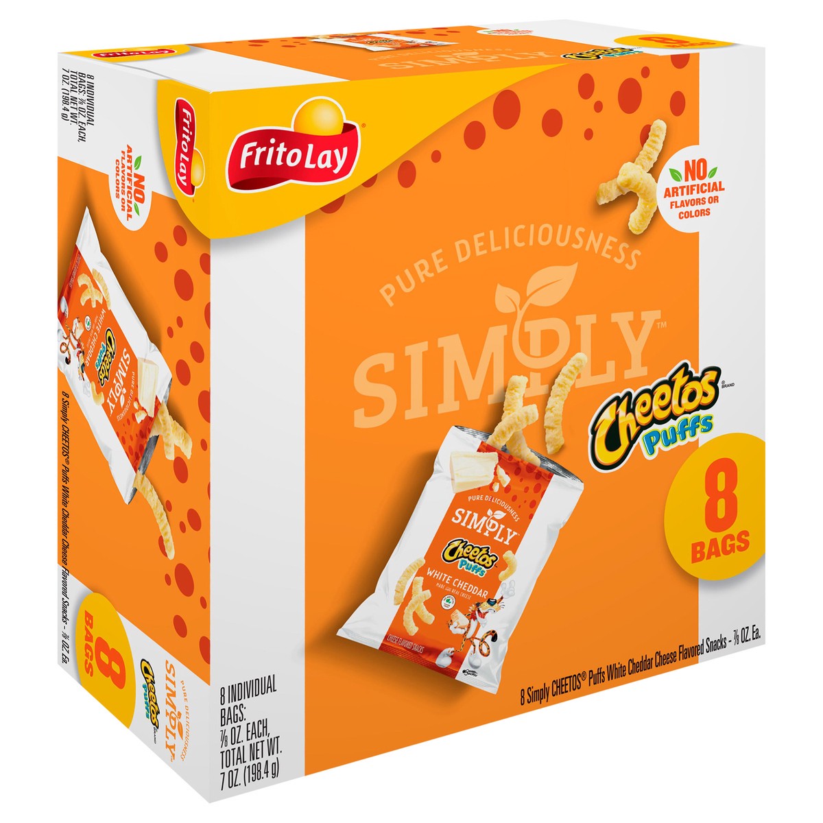 slide 8 of 13, Cheetos Cheese Flavored Snacks Simply Puffs White Cheddar - 8 ct, 8 ct
