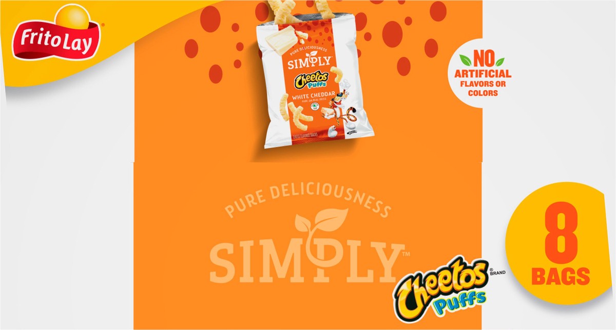 slide 3 of 13, Cheetos Cheese Flavored Snacks Simply Puffs White Cheddar - 8 ct, 8 ct