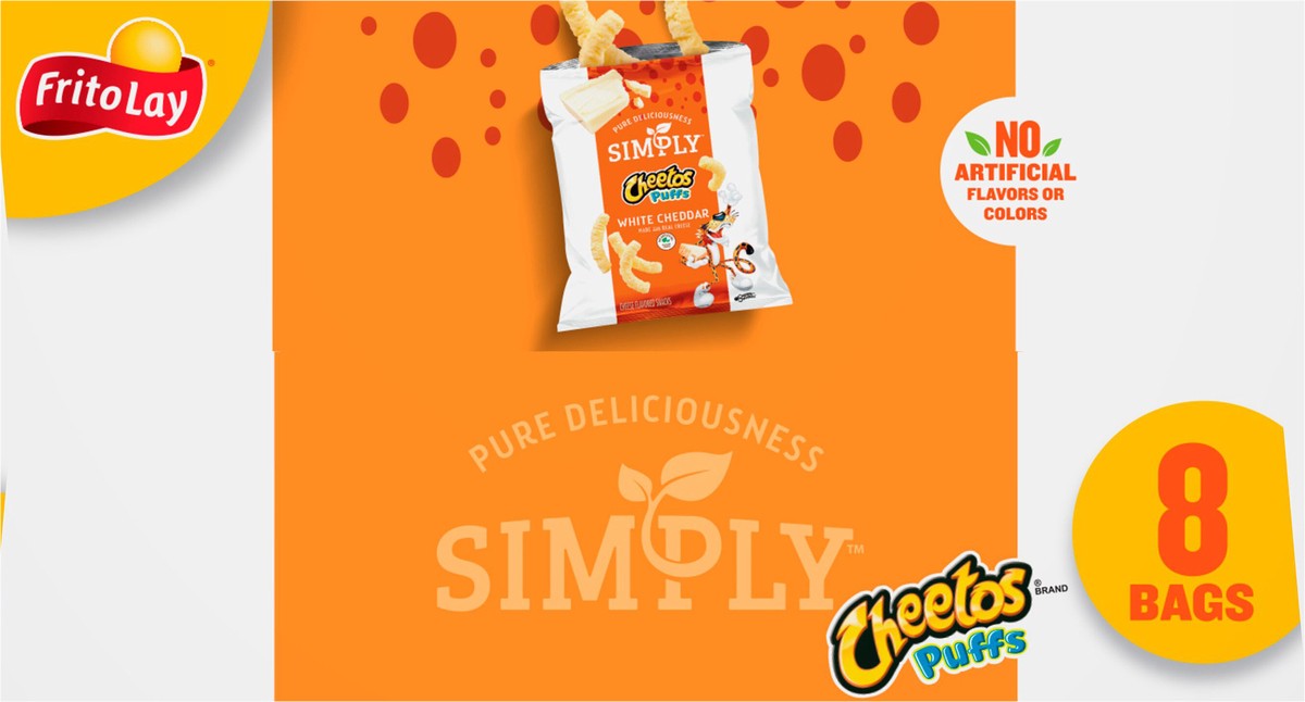 slide 10 of 13, Cheetos Cheese Flavored Snacks Simply Puffs White Cheddar - 8 ct, 8 ct