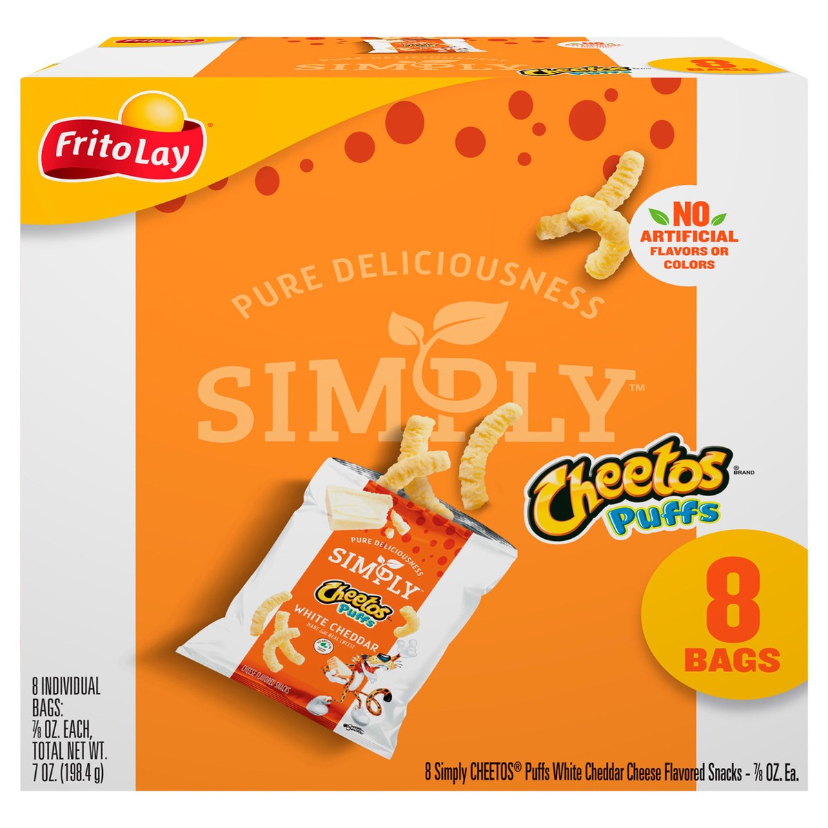 slide 7 of 13, Cheetos Cheese Flavored Snacks Simply Puffs White Cheddar - 8 ct, 8 ct