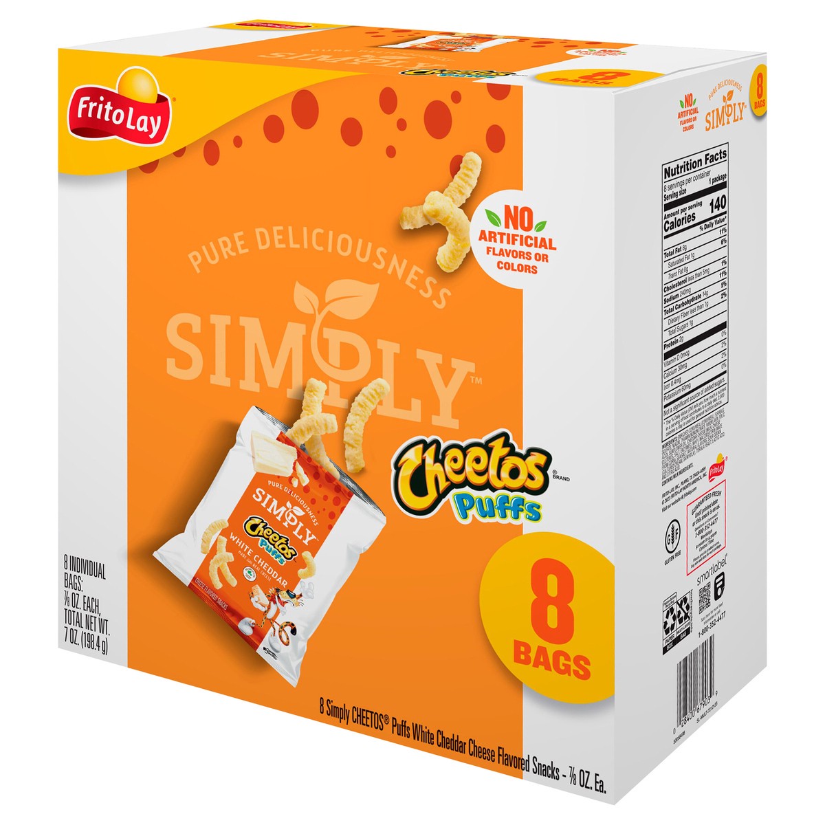 slide 9 of 13, Cheetos Cheese Flavored Snacks Simply Puffs White Cheddar - 8 ct, 8 ct