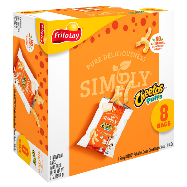 slide 1 of 1, Frito-Lay Simply Cheetos White Cheddar Puffs Multipack Box, 8 ct; 0.88 oz