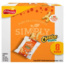 Cheetos Cheese Flavored Snacks Simply Puffs White Cheddar - 8 ct