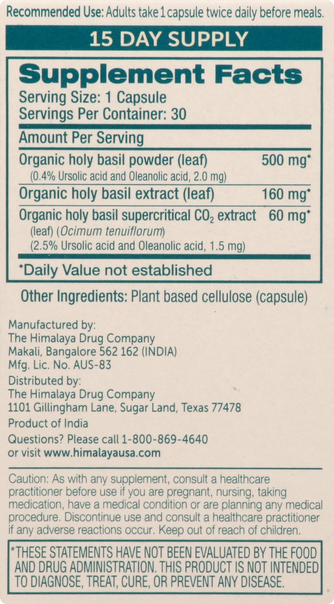 slide 2 of 9, Himalaya Vegetarian Capsules Holy Basil 30 ea, 30 ct