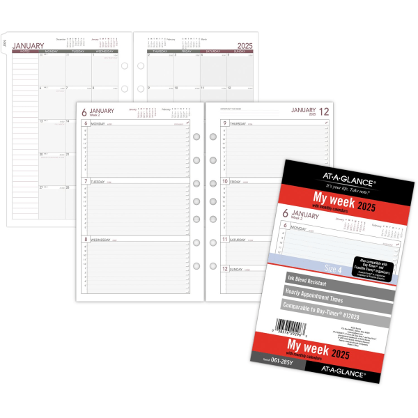slide 3 of 4, 2025 At-A-Glance Weekly Planner Refill, Desk Size, January To December, 1 ct