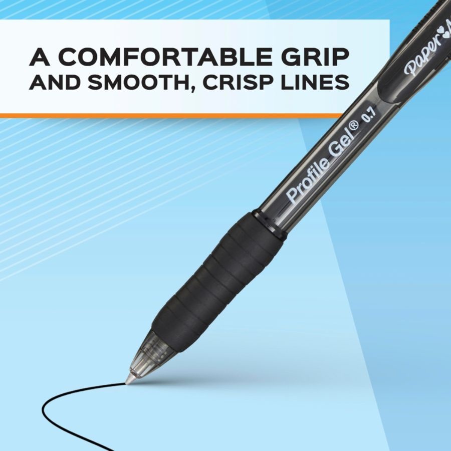 slide 2 of 6, Paper Mate Gel Pen, Profile Retractable Pen, 0.7Mm, Blue, 12 Count, 1 ct