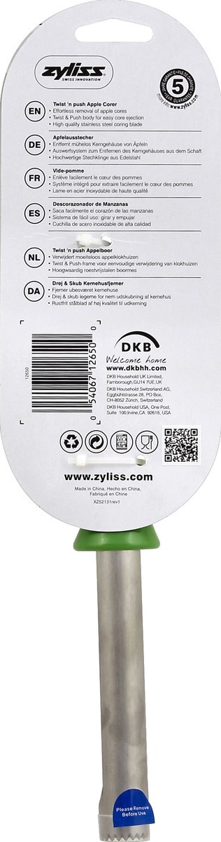 slide 2 of 3, Zyliss Apple Corer 1 ea, 1 ct