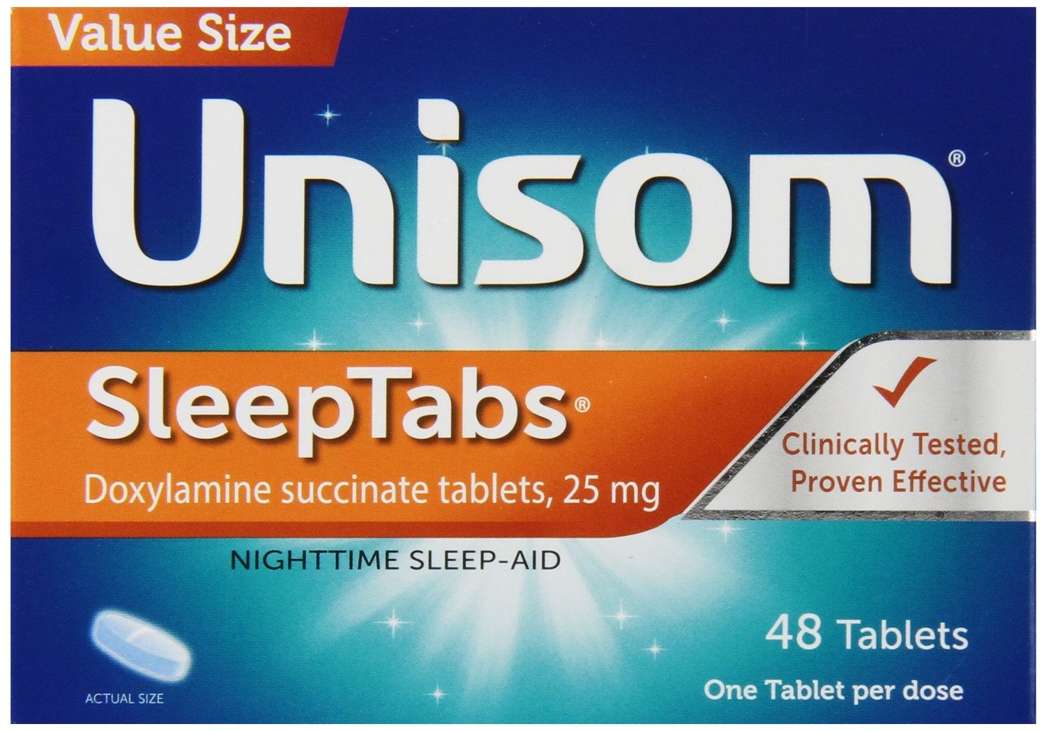 slide 1 of 1, Unisom Value Size Sleep Tabs Nighttime Sleep-Aid, 48 ct
