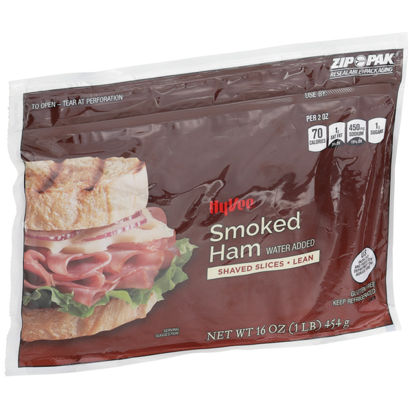 slide 1 of 1, Hy-vee Smoked Ham Lean Shaved Slices, 16 oz