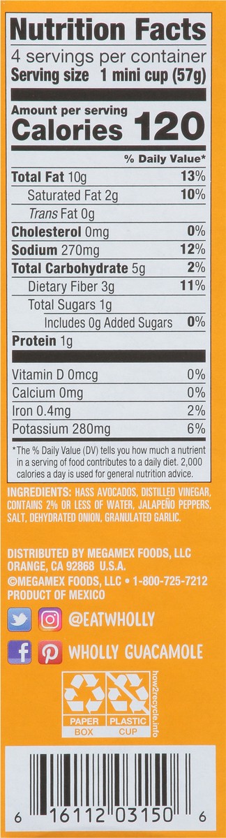 slide 9 of 9, Wholly Classic Mild Guacamole Minis 4 - 2 oz Cups, 4 ct