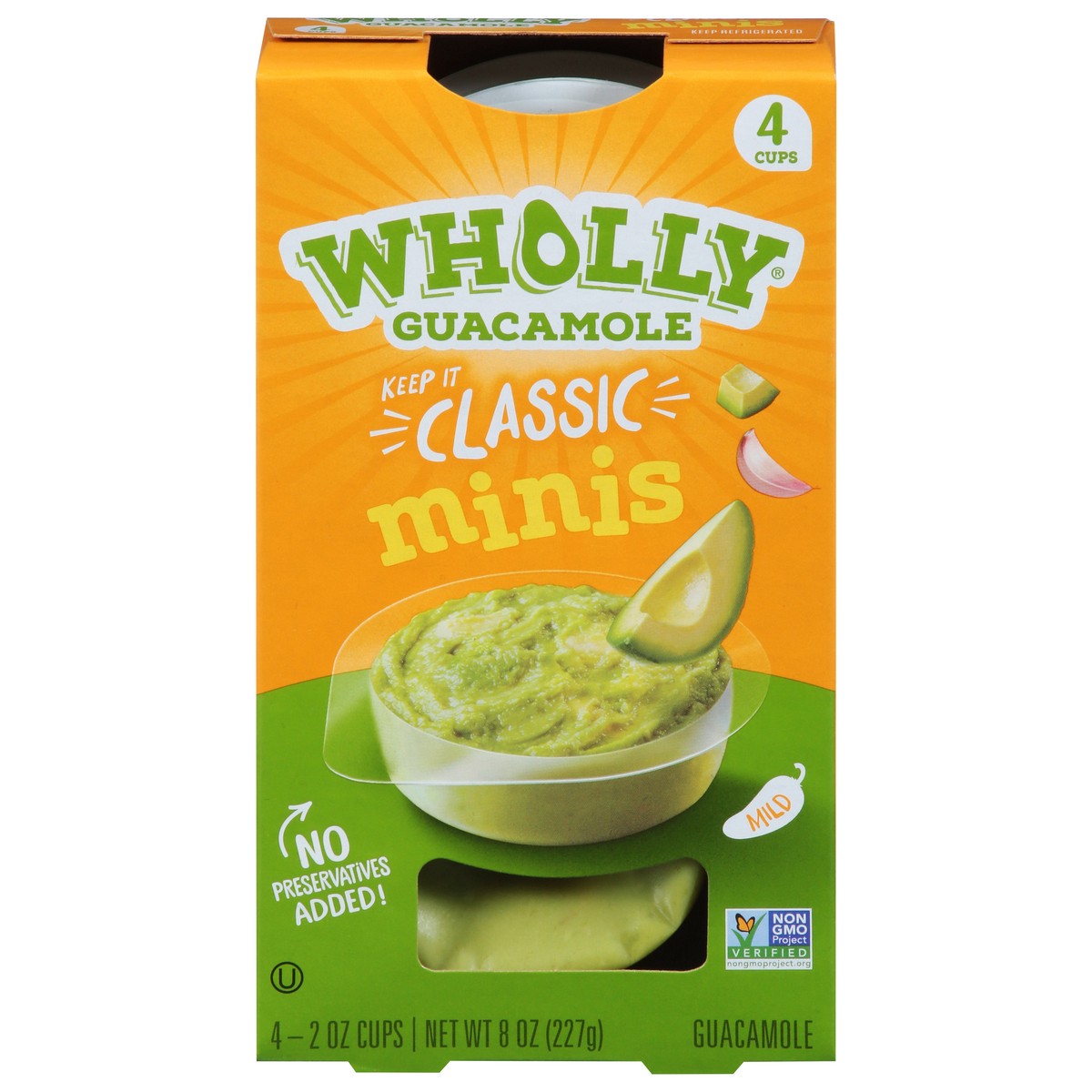 slide 1 of 9, Wholly Classic Mild Guacamole Minis 4 - 2 oz Cups, 4 ct
