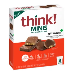 think! Girl Scouts Chocolate Peanut Butter Protein Snack Bar Minis, 8 - 0.92 oz Bars