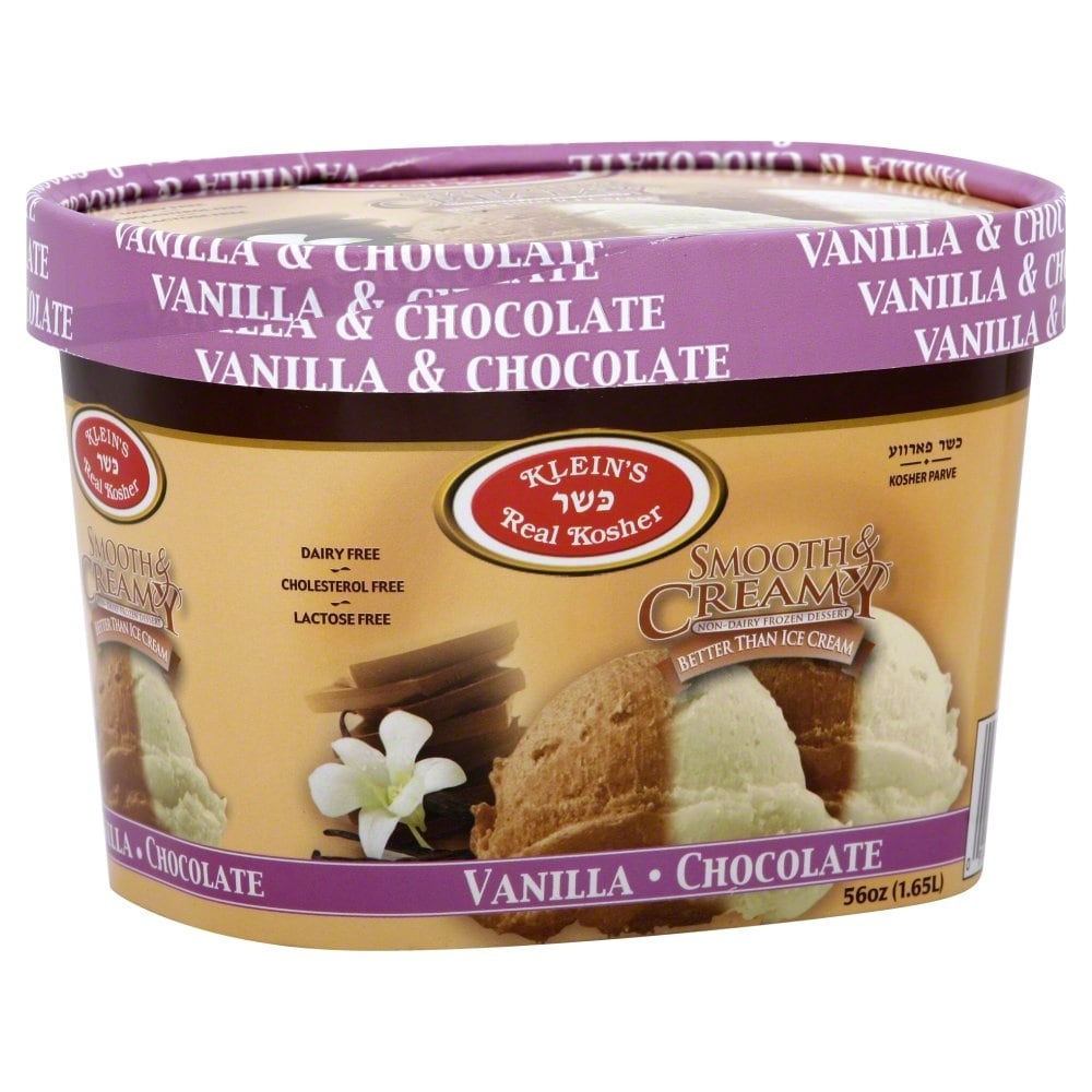slide 1 of 1, Klein's Real Kosher Smooth Creamy Vanilla Chocolate Ice Cream, 56 fl oz