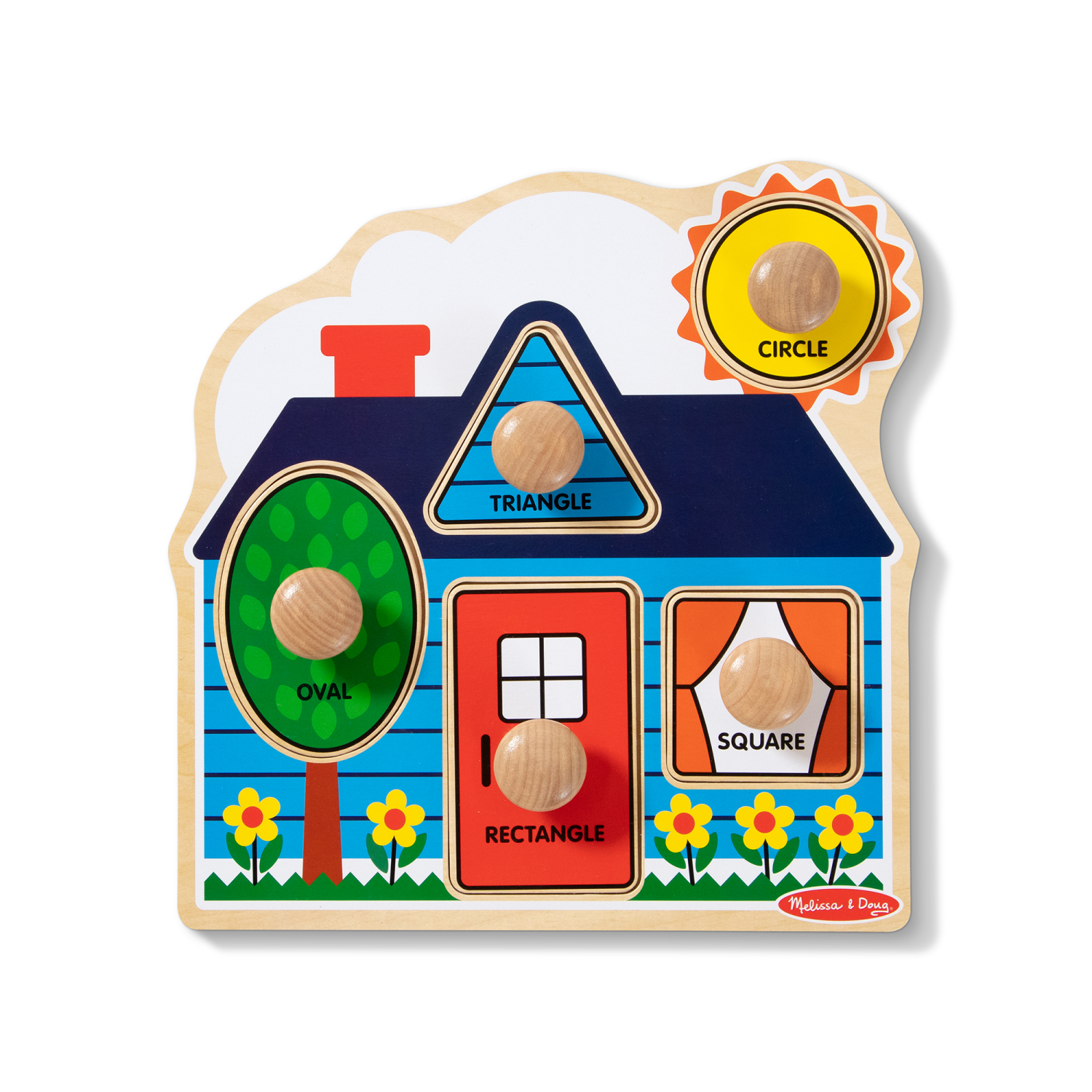 slide 2 of 8, Melissa & Doug First Shapes Wooden Jumbo Peg Puzzle - 5 Pieces With Handles (Babies, Toddlers), 5 ct