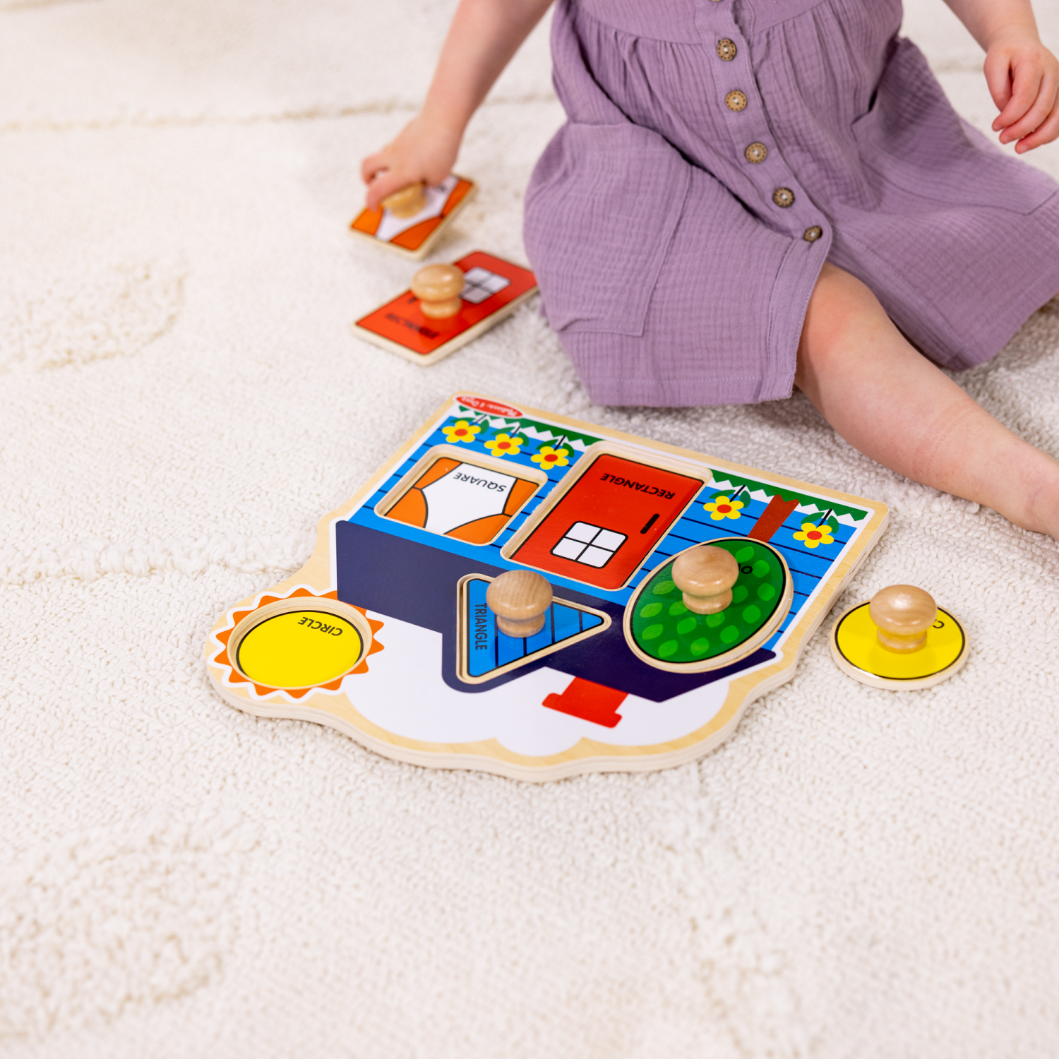 slide 4 of 8, Melissa & Doug First Shapes Wooden Jumbo Peg Puzzle - 5 Pieces With Handles (Babies, Toddlers), 5 ct
