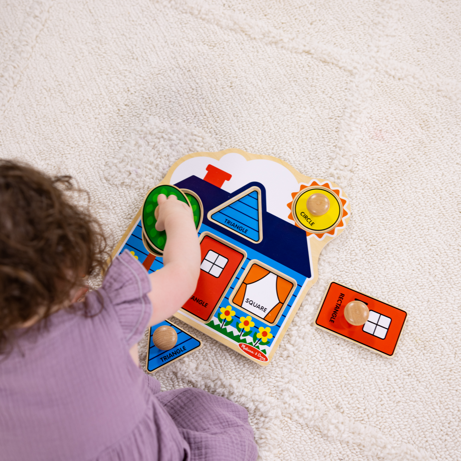 slide 6 of 8, Melissa & Doug First Shapes Wooden Jumbo Peg Puzzle - 5 Pieces With Handles (Babies, Toddlers), 5 ct