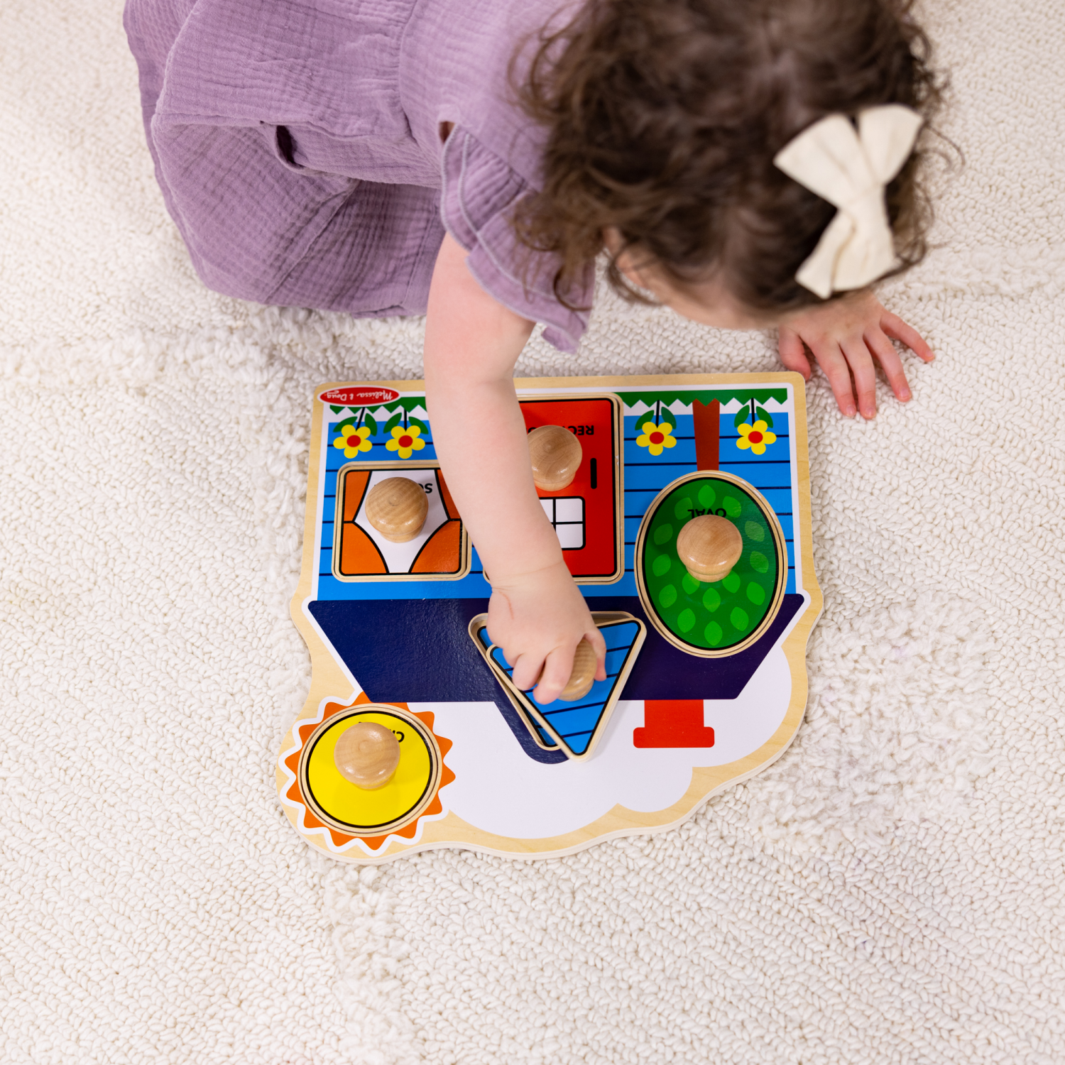 slide 7 of 8, Melissa & Doug First Shapes Wooden Jumbo Peg Puzzle - 5 Pieces With Handles (Babies, Toddlers), 5 ct