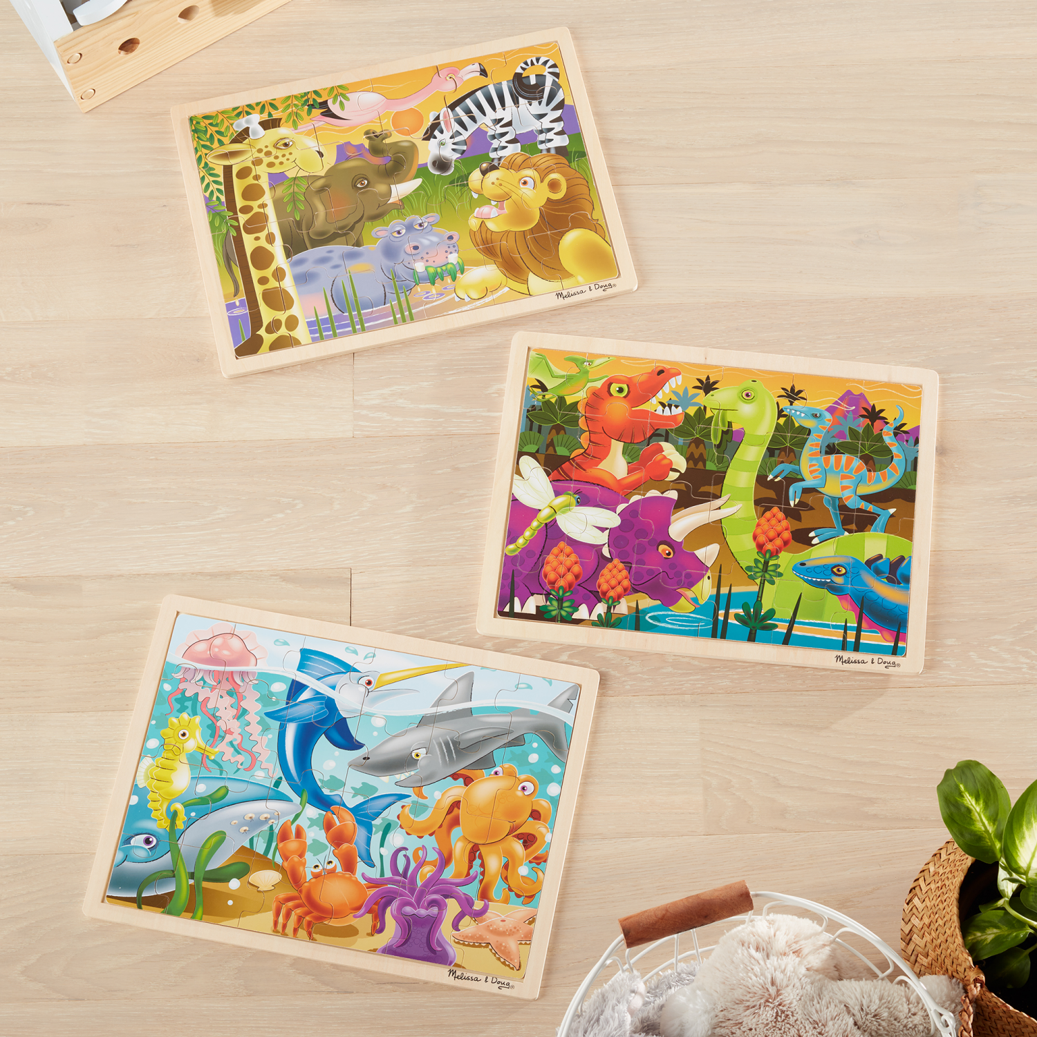 slide 3 of 8, Melissa & Doug Large Jigsaw Asrt #, 24/48 ct