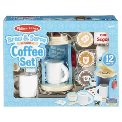 Melissa & Doug Wooden Brew & Serve Coffee Set, 11 Piece Set