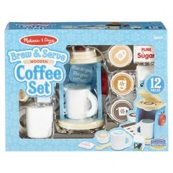 Melissa & Doug Wooden Brew & Serve Coffee Set, 11 Piece Set